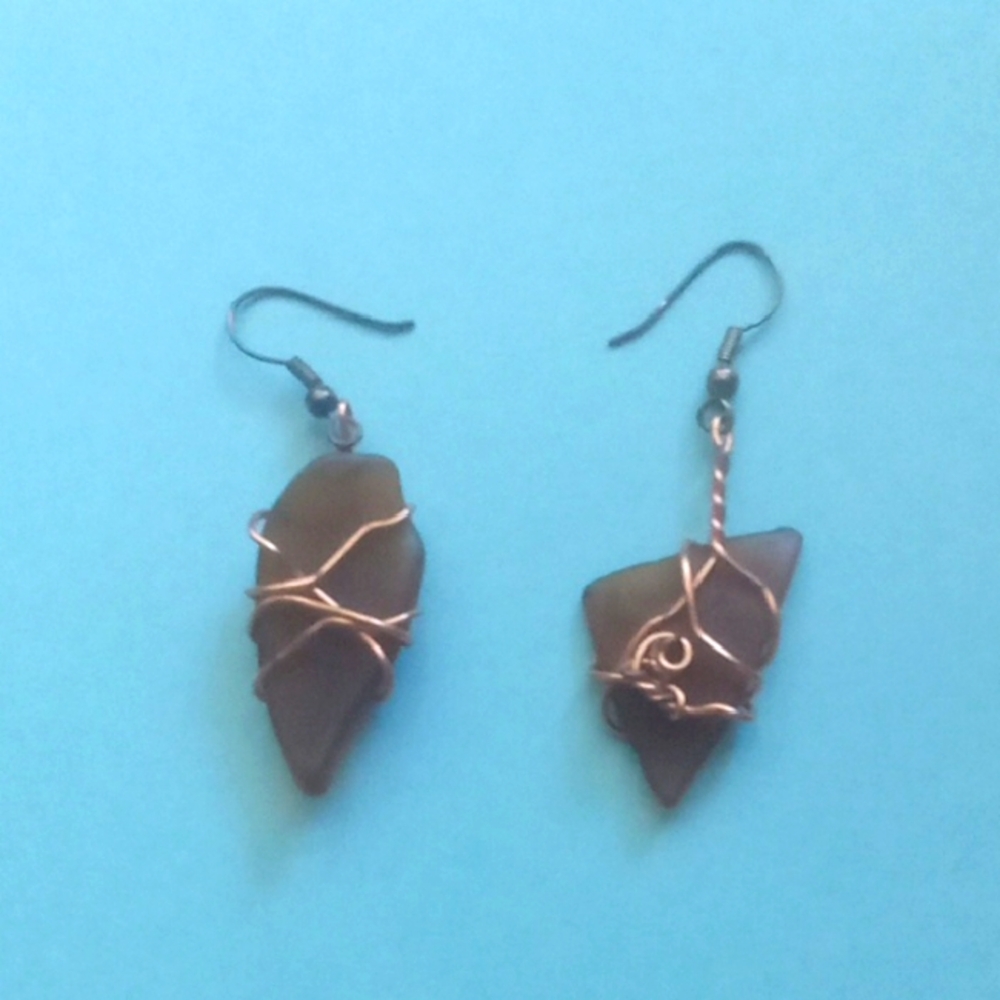 Handcrafted Seaglass Wire-Wrapped Earrings